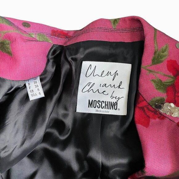 Moschino Cheap and Chic Mesh Floral Rose Blazer Pink Sequin Jacket - Picture 5 of 9